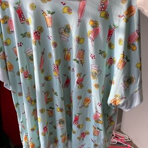 Cuddl Duds Mint and Coral Drink Pattern Nighty SET with Pockets!